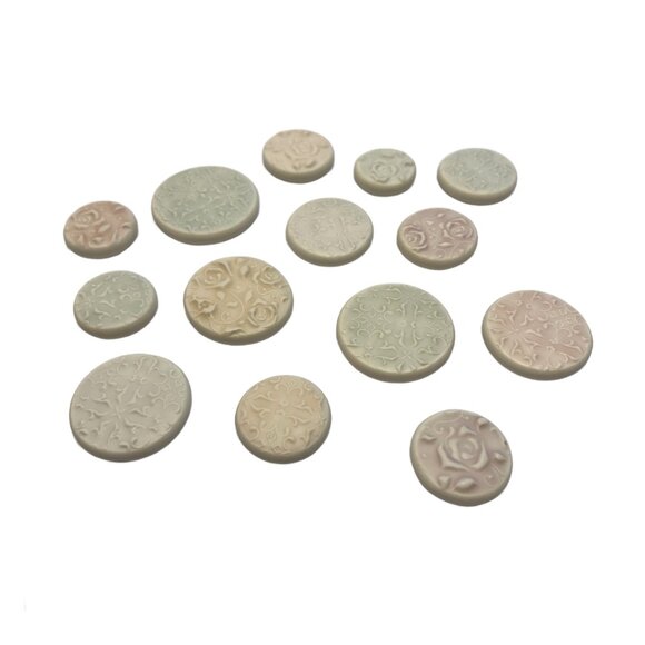 14 Magnets Floral Rose Lace Handmade Polymer Clay Multicolor Muted Pastel - Picture 4 of 8